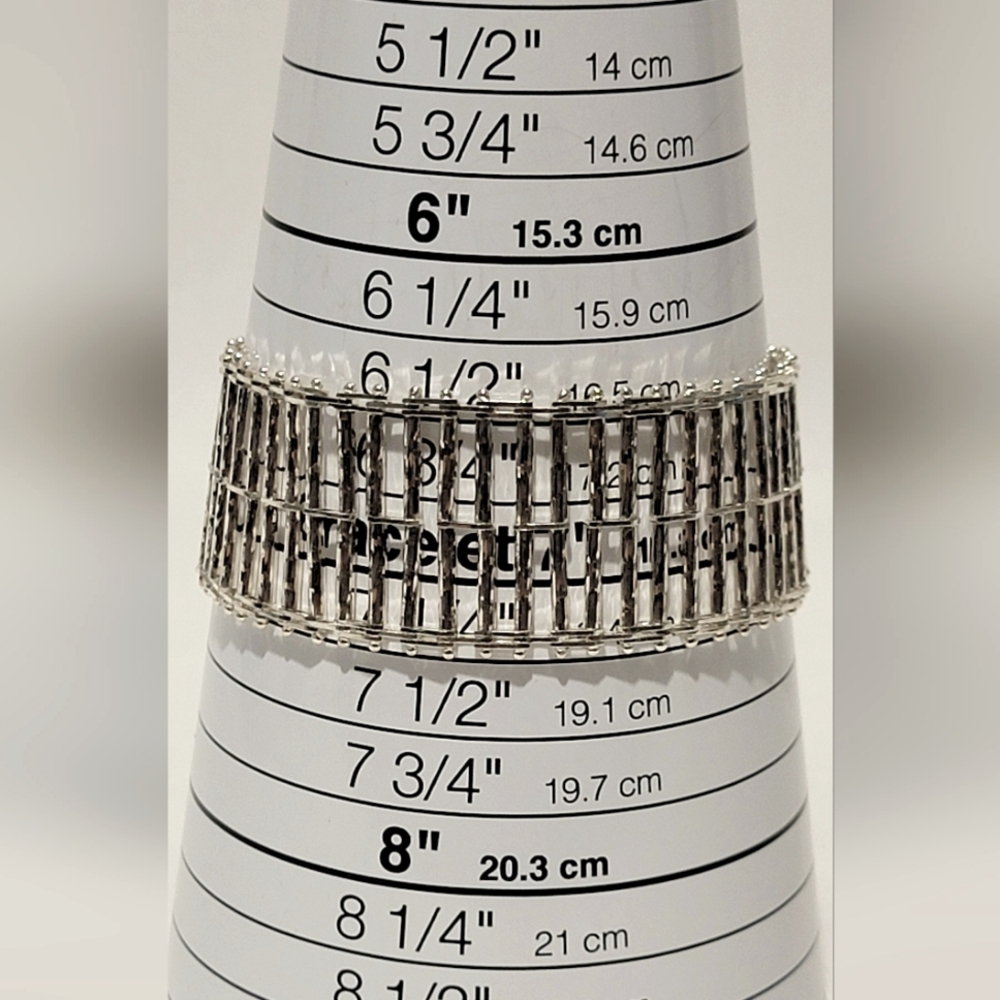 Textured Italian Milor Sterling Silver Fence Post Bracelet - Picture 9 of 9